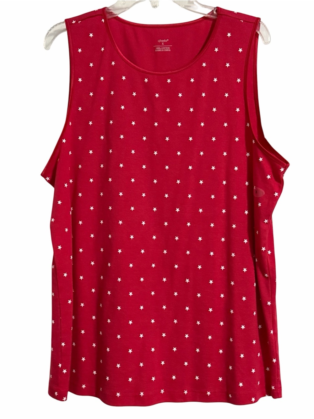 CJ Banks Sleeveless Red Star-Print Women's Top